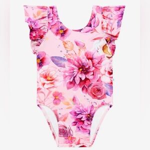 Posh Peanut Amira Pink Purple Mila Floral Baby Girls Swim Suit 18 24 months
